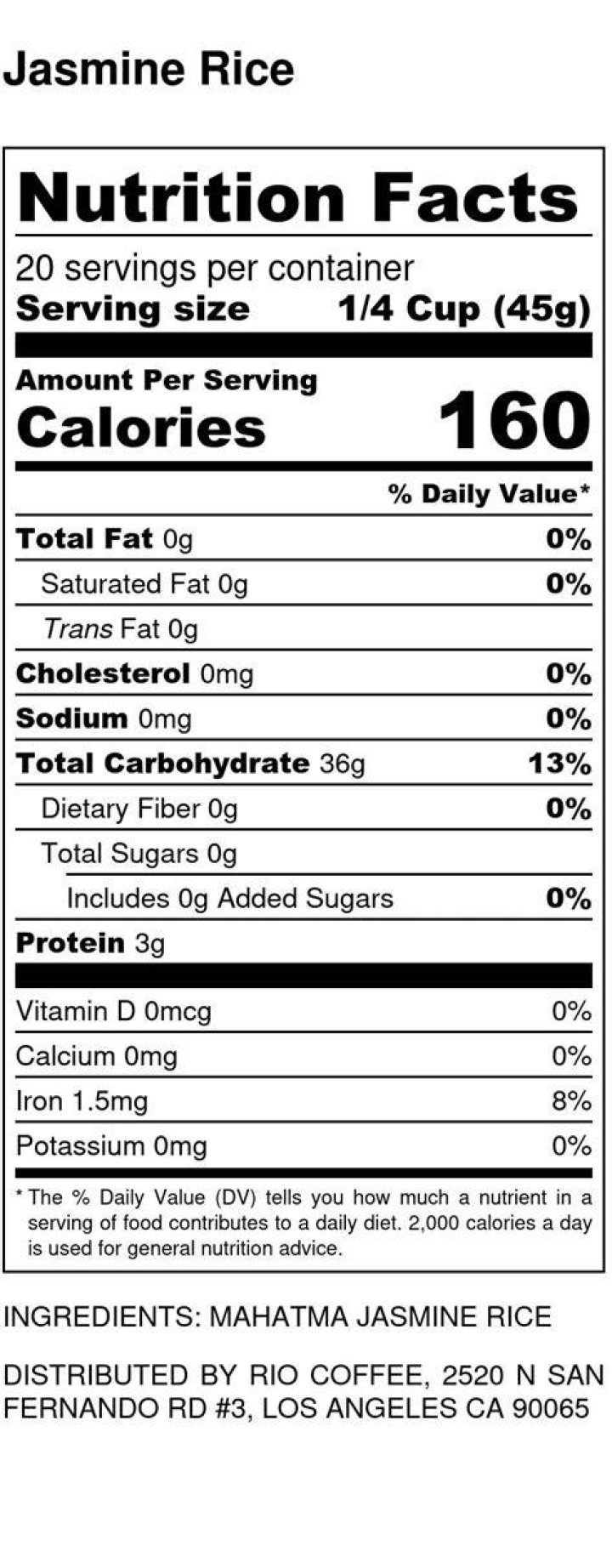 jasmine rice nutrition