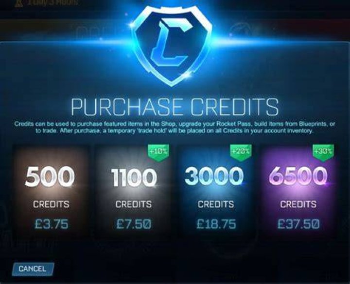 rocket league credit prices