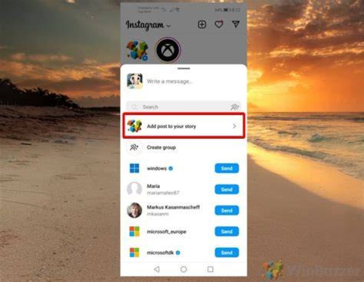 share instagram post to story