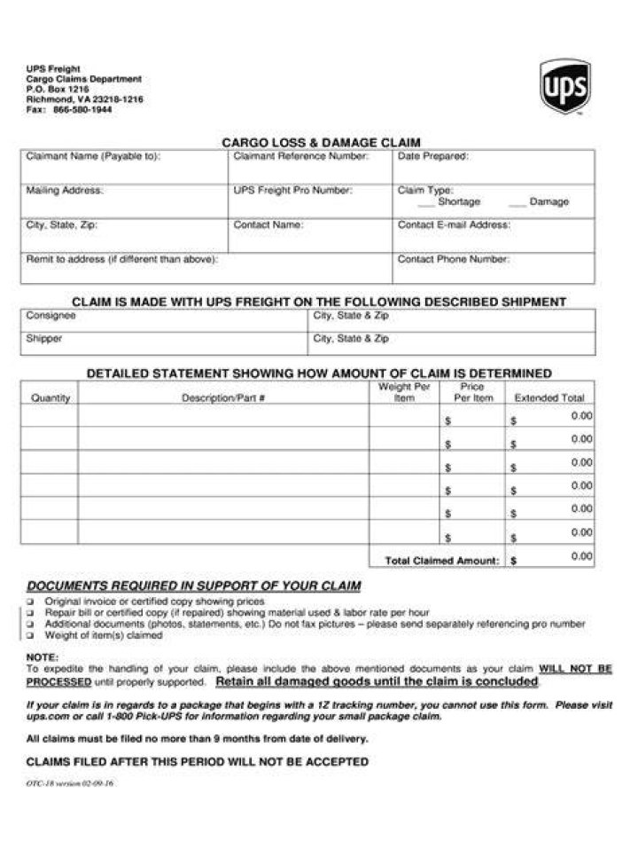 ups damage claim